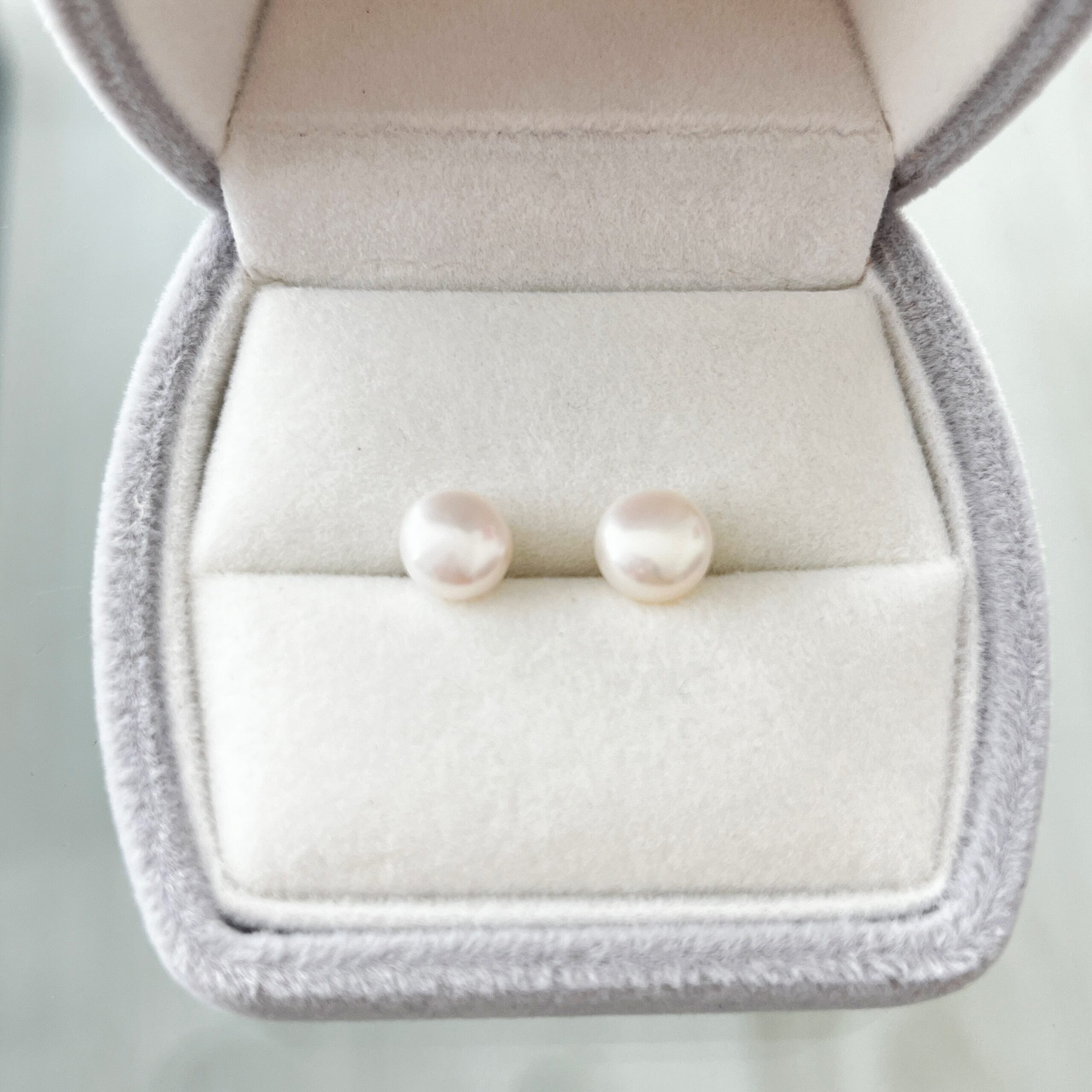 Pure Pearl Stud Earrings – White, Apricot & Lavender