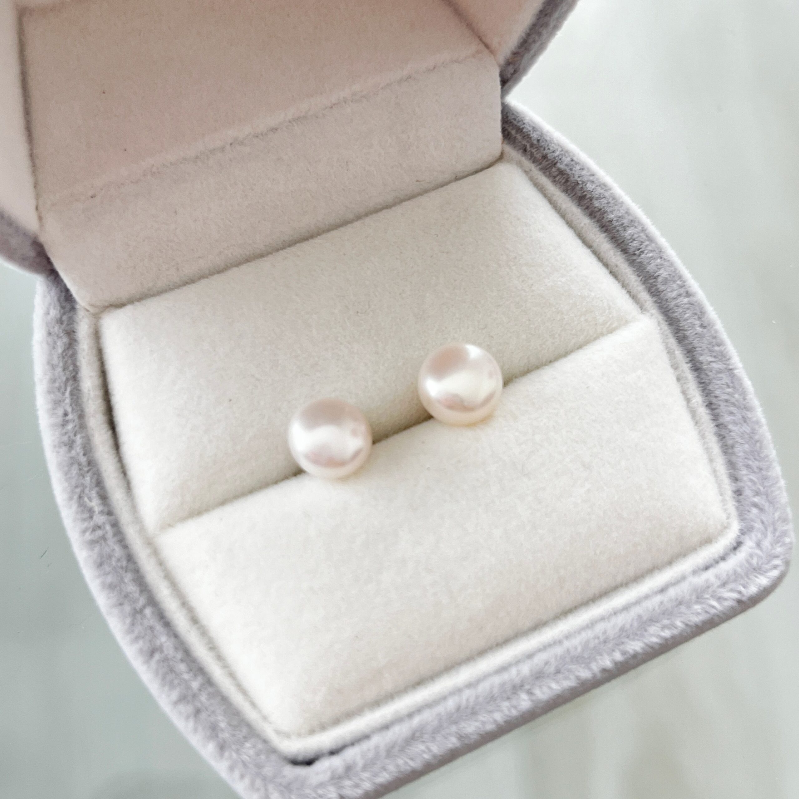 Pure Pearl Stud Earrings – White, Apricot & Lavender - Image 2