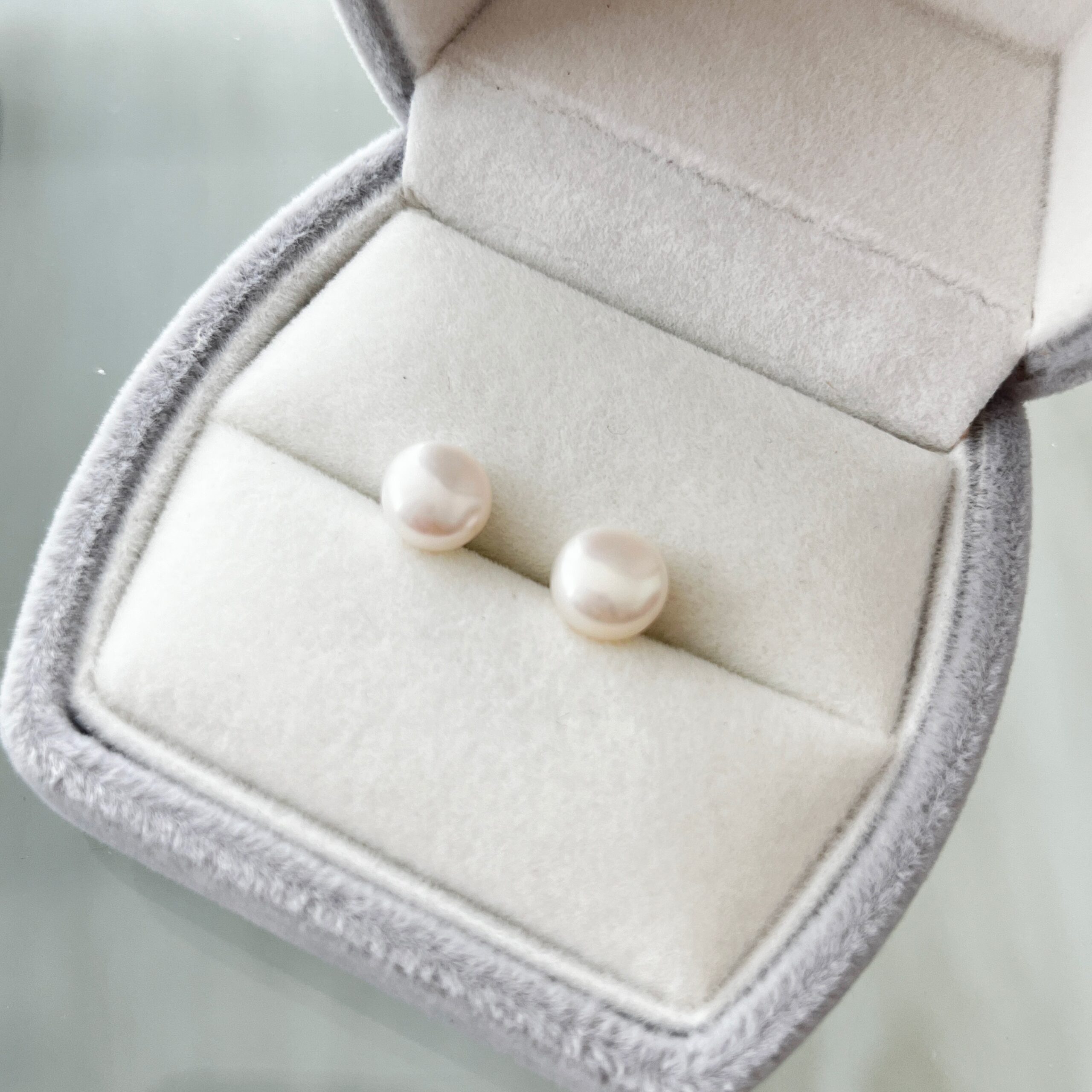 Pure Pearl Stud Earrings – White, Apricot & Lavender - Image 3