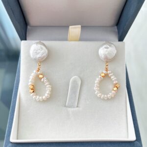 Pearl Petal Loop Earrings