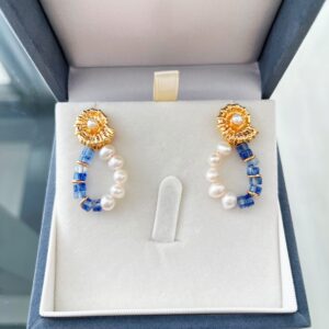 Azure Bloom Pearl Earrings