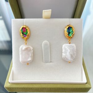 Iridescent Frame Baroque Earrings