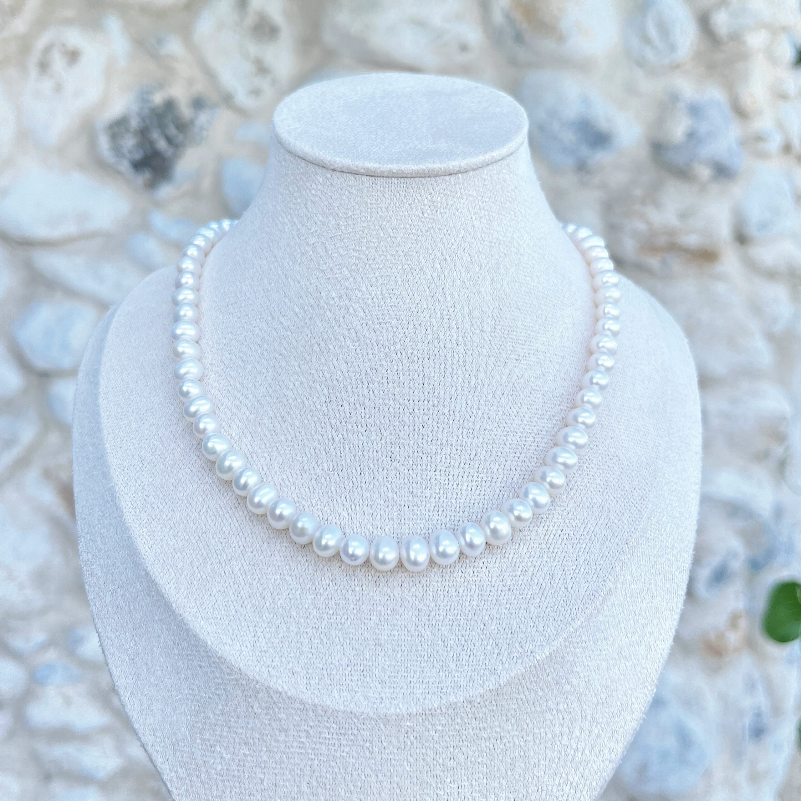 Classic Pearl Strand Necklace – 5-6mm | White / Apricot / Lavender