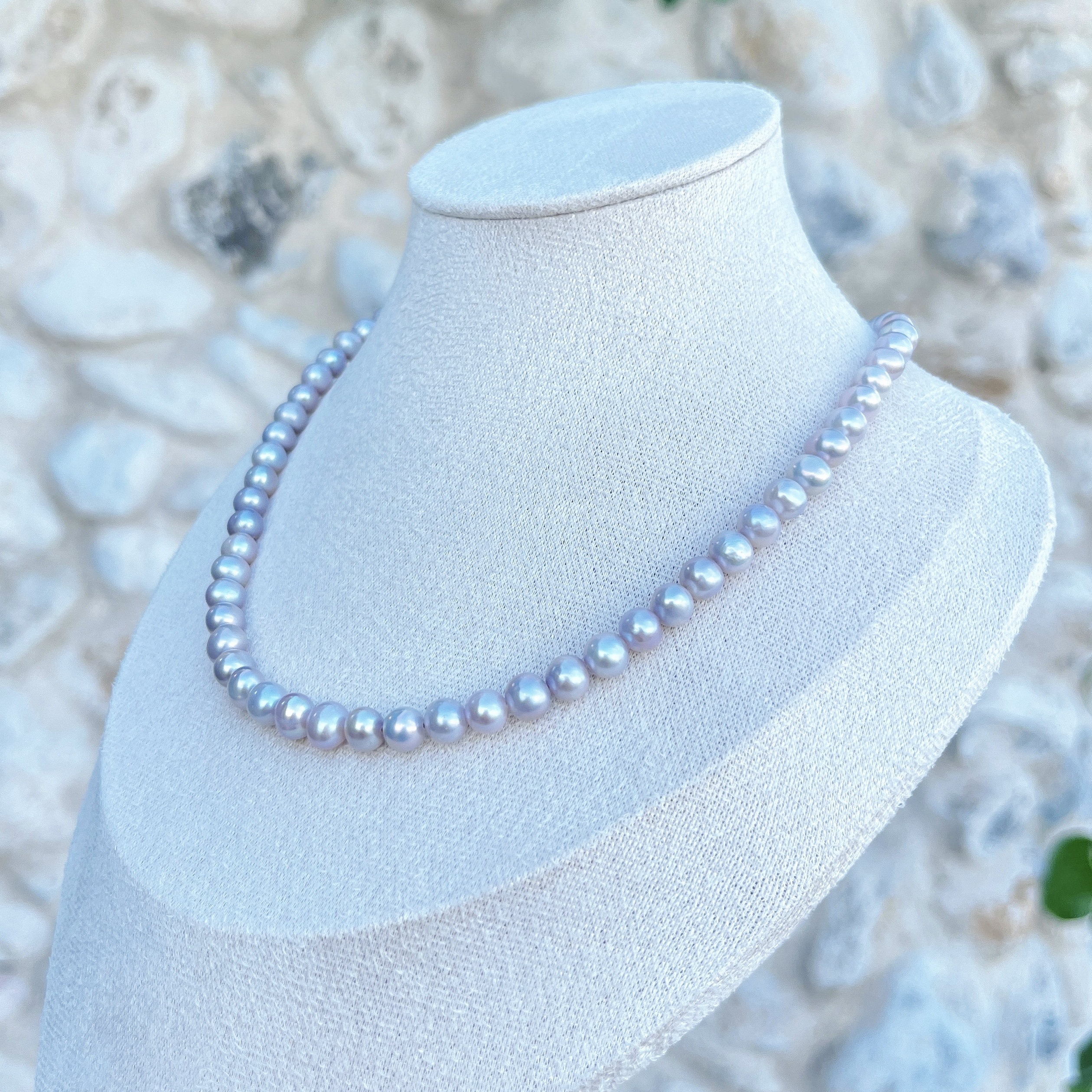 Classic Pearl Strand Necklace – 5-6mm | White / Apricot / Lavender - Image 8