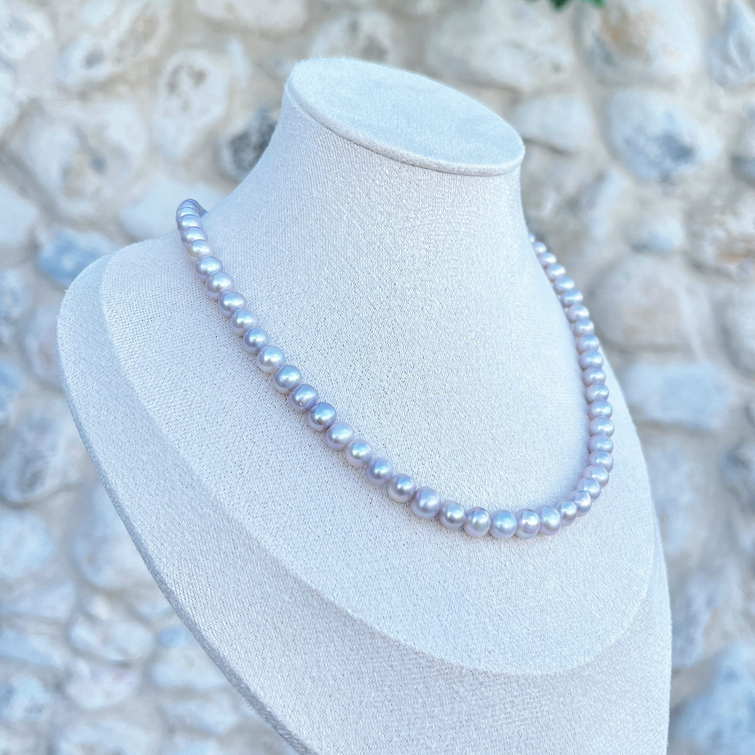 Classic Pearl Strand Necklace – 5-6mm | White / Apricot / Lavender - Image 9