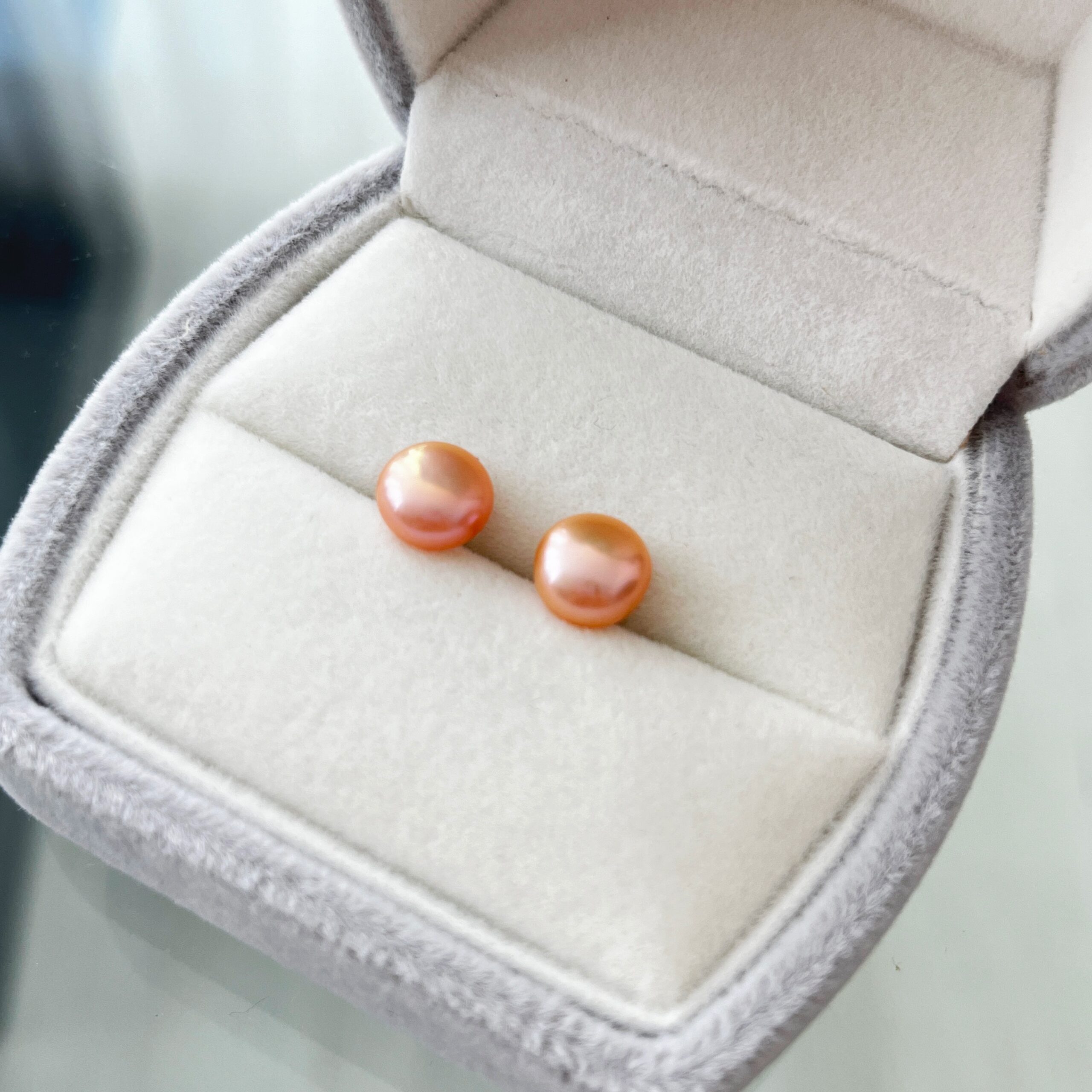 Pure Pearl Stud Earrings – White, Apricot & Lavender - Image 6