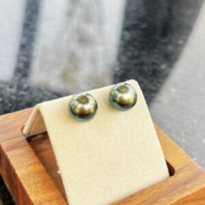 Nocturne Peacock | 9mm Tahitian Pearl Studs