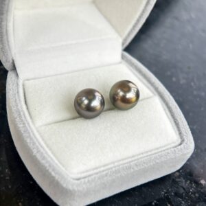 14mm Platinum Grey Tahitian Pearl Studs (14mm)